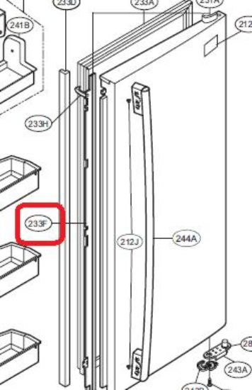 Picture of Gasket Holder RHS for L.G. Refrigerator