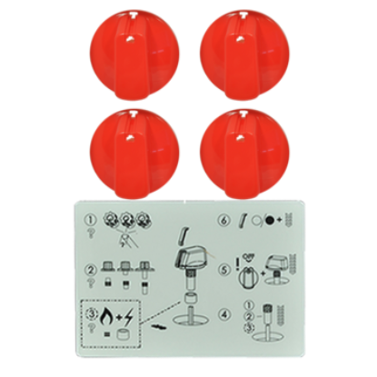 Picture of KNOB 55MM UNI RED PKT & DECALS