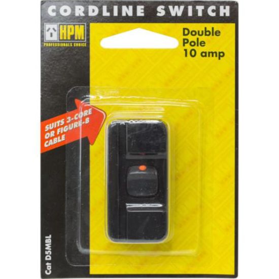 Picture of CordLine Switch HPM Double Pole 10 Amp - Black 