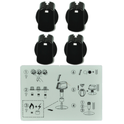 Picture of knob, kit, black, 30MM, WITH DECALS
