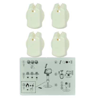 Picture of knob, kit, white, 30MM UNI, WITHDECALS