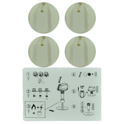 Picture of knob, kit, white, 48MM UNI, WITHDECALS