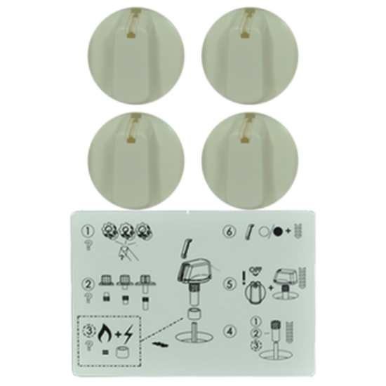 Picture of knob, kit, white, 48MM UNI, WITHDECALS