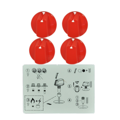 Picture of knob, knob, red, 48MM UNI, WITHDECALS