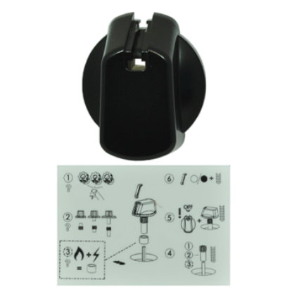 Picture of knob, single, black, 35MM UNI