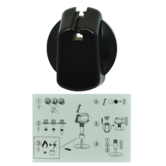 Picture of knob, single, black, 35MM UNI