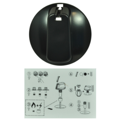 Picture of knob, single, black, 55MM UNI