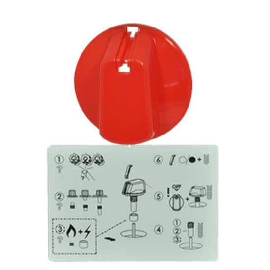 Picture of knob, single, red, 48MM UNI