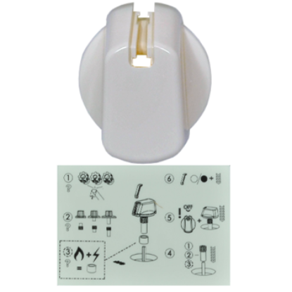 Picture of knob, single, white, 35MM UNI