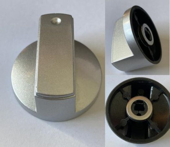 Picture of Knob. Brushed Steel. 40mm Diameter 6mm shaft. 